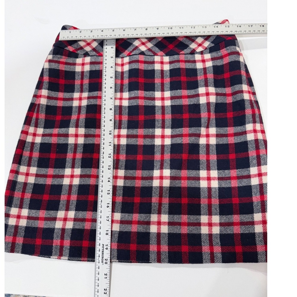 Talbots Plaid Skirt Womens 8 Red Blue White Wool Blend A-Line Pockets 2014 - Picture 8 of 8